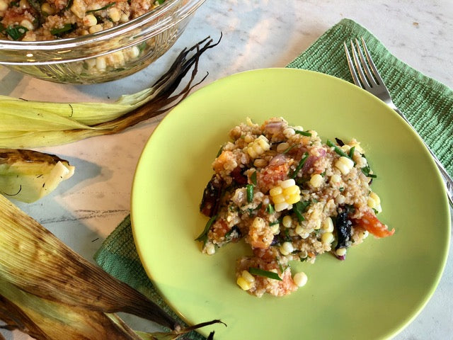 "Middle Burner" Diet: Grilled Corn and Fire Roasted Tomato Tabouleh