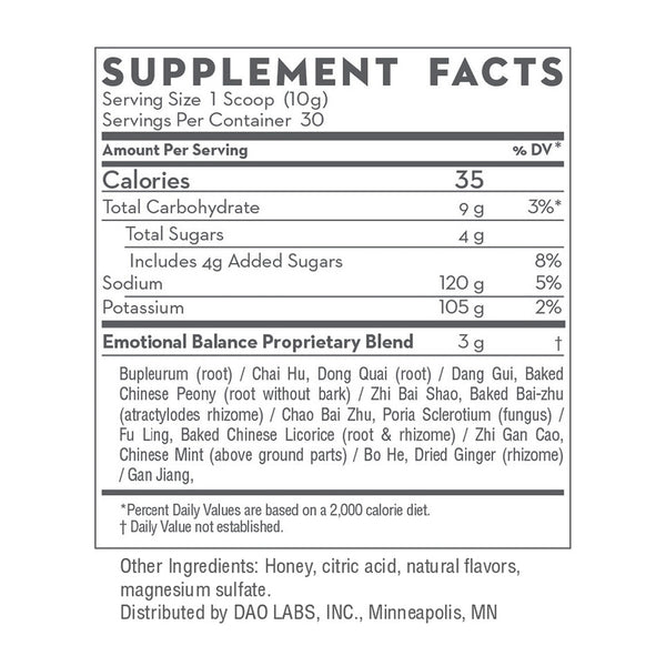 Emotional Balance Supplement Facts