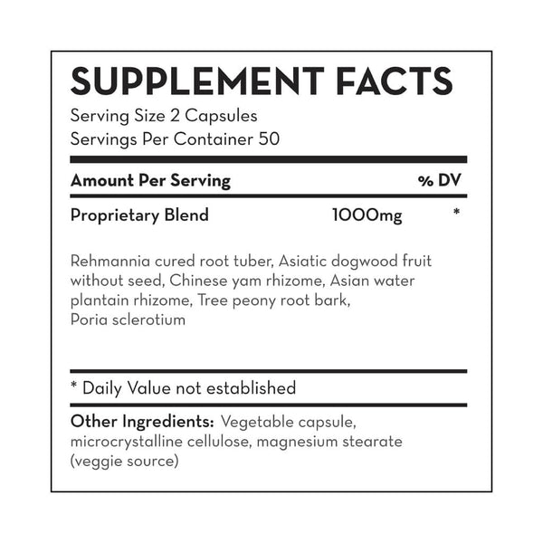 Six Ingredient Pill With Rehmannia Supplement Facts